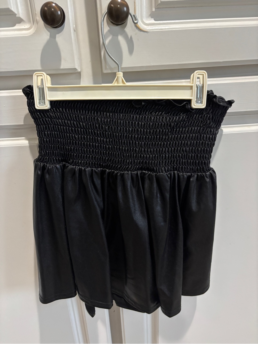 Peach Love California Metallic Black Smocked Waist Shorts